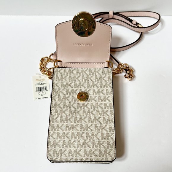 Michael Kors Carmen Small MINI Phone Crossbody Bag MK Vanilla Pink - Picture 4 of 8